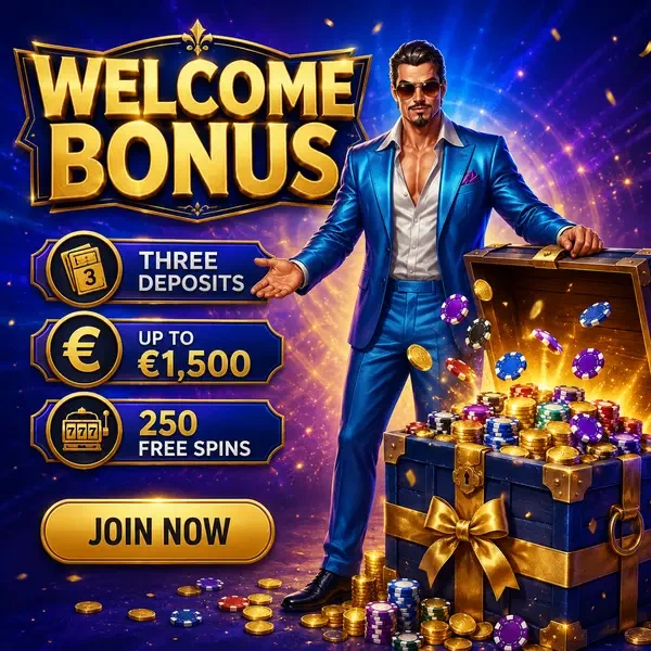 Apresentador carismático apresentando baú de tesouro de caça-níqueis grátis no Coolzino Casino