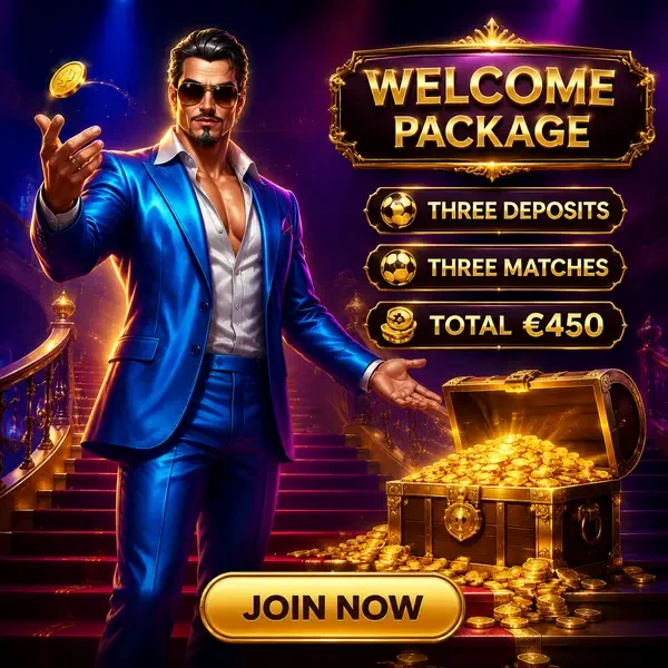 Apresentador carismático jogando moeda dourada no baú do tesouro de apostas esportivas da Coolzino Sportsbook