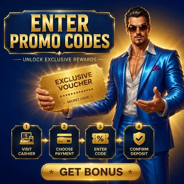 Código promocional flutuando elegantemente no caixa do Coolzino Casino
